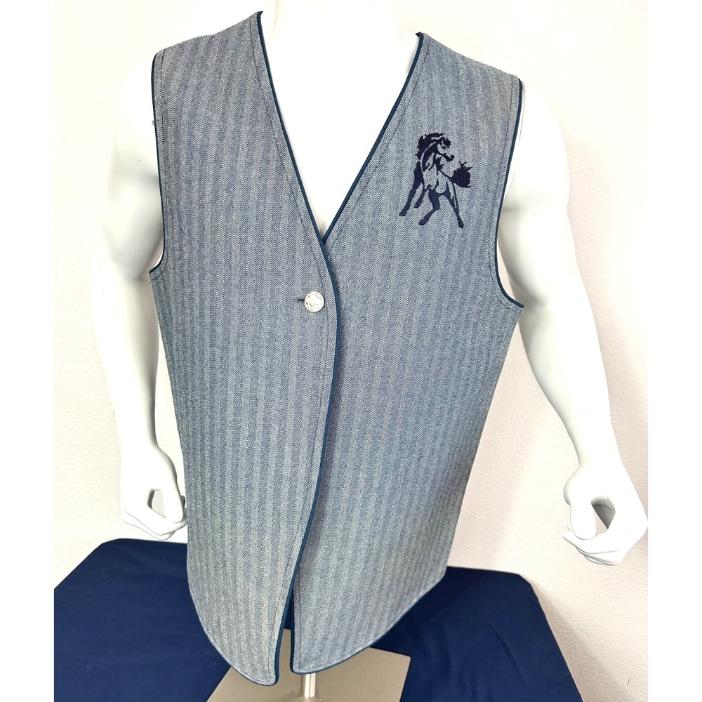 NEW Custom Reversible Herringbone Embroidered Western Vest 46" Buffalo Button